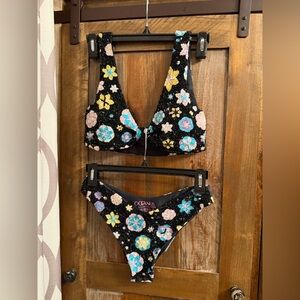 Oceanus Floral Embellished Bikini set $235
